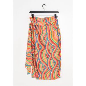 Never Fully Dressed Rainbow Print Wrap Skirt Size US 8 UK 12 Midi Tie Waist Stat